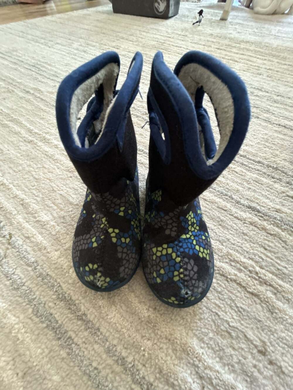 Bogs Waterproof Kids Insulated Winter Boots Blue/Green Pattern